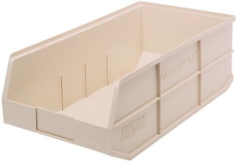 Open Front Plastic Storage Bins, Space-Saving Stackable Bins for Home or Industrial Use, 12" x 11" x 7", 6 Pack - Grey