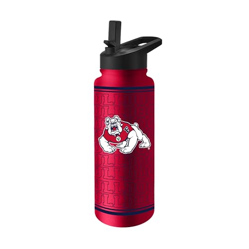 Logo Brands NCAA Fresno State Bulldogs 34 oz Travel Quencher Bottle — Team Color | Stainless Steel | Double Wall | Echo Design