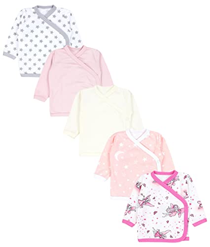 Odziezet Baby Wickelshirt 2er Set | Kurzarm Flügelhemdchen Aus 100% Baumwolle Für 0-3 Monate