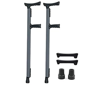 Telescopic Underarm Crutches Adjustable Aluminum Forearm Crutches with Non-Slip Tip Silicone Soft Grip Pads Medical Mobility Aids for