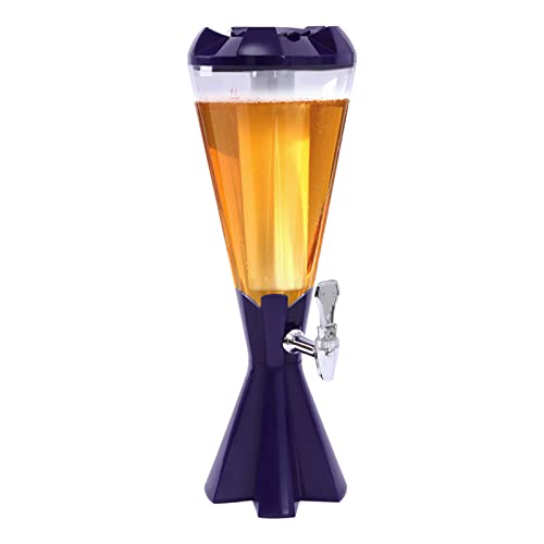 DUIBAII 3L Beer Tower Dispenser, Drink Dispenser with Ice Tube and LED Lights Keg Tap, Drink Beverage Tower Dispense for Parties Bars Pubs Restaurants
