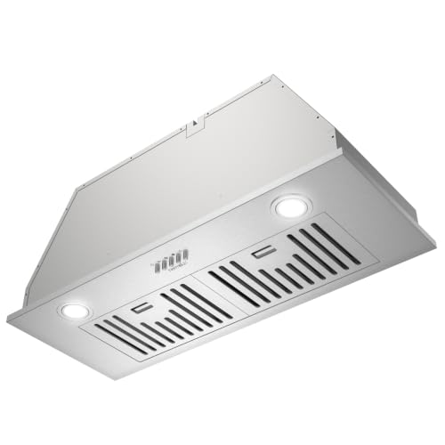 Image of Hermitlux 30 inch Built-in /Insert Range Hood, 600 CFM 3 Speed Vent Hood, Ducted /Ductless Convertible, Stainless Steel Range Hoods with Bright LED Light, Baffle Filters and Charcoal Filters