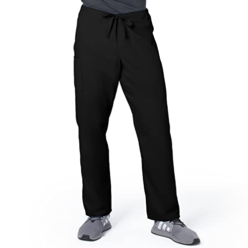 Landau Scrub Zone Unisex Relaxed Fit 2-Pocket Drawstring Cargo Scrub Pants 85221 Black