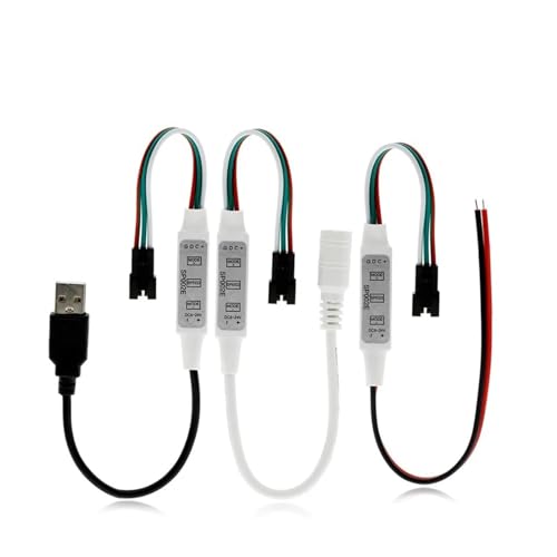 Controlador WS2812B con mini selector de efectos dinámicos y cable de alimentación USB 5V 3