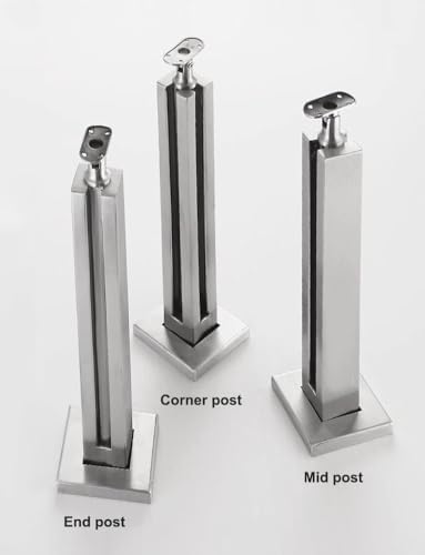 304 Stainless Steel Railing Post Kit for Outdoor Balustrades, No-Punch Design with Slots & Base, 33.5in (85cm) Durable, Stylish & Safe Decking Solution