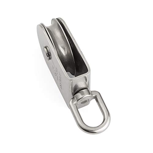 M75 Lifting Single Pulley Loading 1653 lbs, STARVAST Stainless Steel Heavy Duty Swivel Lifting Rope Pulley Block 75mm Pulley Hoists Roller