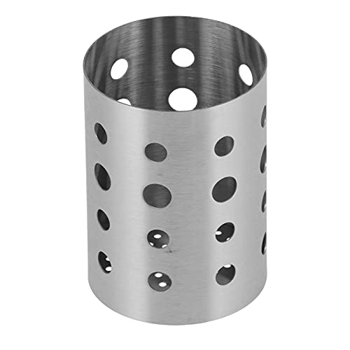 Natudeco Kitchen Utensil Holder Stainless Steel Tableware Organizer Countertop Kitchen Tool Storage Rack with Bottom Drain Hole for Home and Dining Room(S)