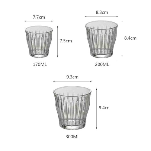 Copa de vidrio pequeña con rayas verticales para café y agua 3