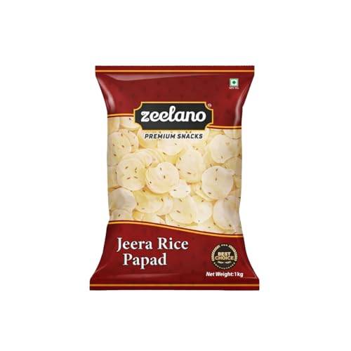 Image of Zeelano Jeera Rice Papad, Traditional Indian Fryums, Ready to Fry Crispy Snack, 500g, Vegetarian