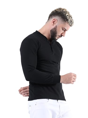 Image of fanideaz Mens Premium High Neck Henley T Shirts for Men Branded Full Sleeve Shirt for Men in Pure Cotton Casual & Formal Wear