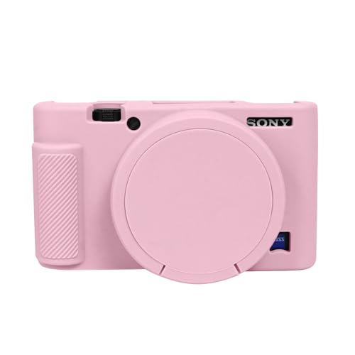 Etui na aparat Sony RX100 VII/VI, miękki silikonowy pokrowiec ochronny na aparat, lekka obudowa ze zdejmowaną osłoną obiektywu do aparatu cyfrowego Sony DSC-RX100 VI RX100 VII,Różowy