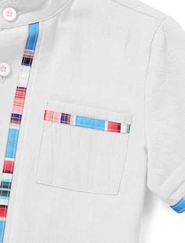 AWIBMK Kids Toddler Boys Mexican Shirt Short Sleeve Button-up Guayabera Shirt Traditional Cinco De Mayo Fiesta Top4