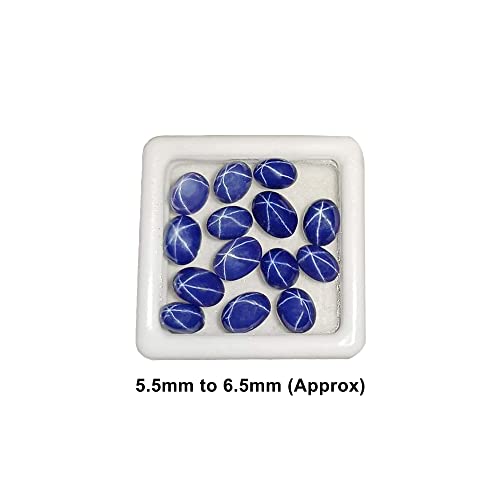 Gemhub AB-114 20 Ct Set Of 10 Pcs 6 Rays Precious Star Blue Sapphire Loose Gemstone Beads Oval Cabochon Blue Star Sapphire thumb #1