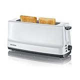 SEVERIN Automatik-Langschlitztoaster, Automatik-Toaster mit Brötchenaufsatz, Edelstahl Toaster zum Toasten, Auftauen und Erwärmen, 800 W, weiß / grau, AT 2232