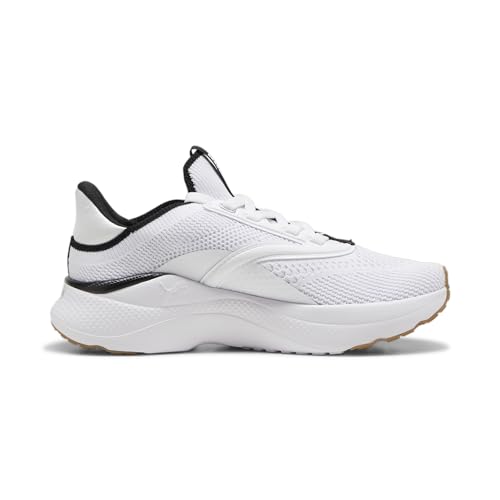 PUMA Puma Women's Softride Mayve Running Shoe, Puma White-Puma Black-Puma Silver, 10