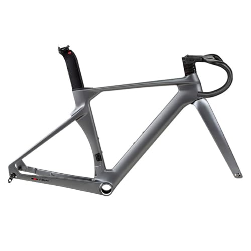 HIMALO 700C Carbon Rennrad Rahmensatz 46/48/50/52/54/56cm Rennrad Rahmen Scheibenbremse 100mm/142mm Steckachse Rahmen 90x420mm Lenker Interne Verlegung (Color : Dark Gray, Size : 48CM)