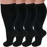 GET-FA 4 Pairs Plus Size Compression Socks for Women Men 20-30 mmHg, Wide Calf Stockings Best Suppor