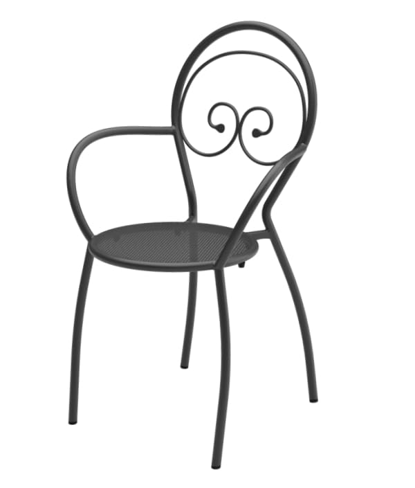 Chaise de jardin empilable en acier anthracite pour aménager une terrasse de bistrot chic