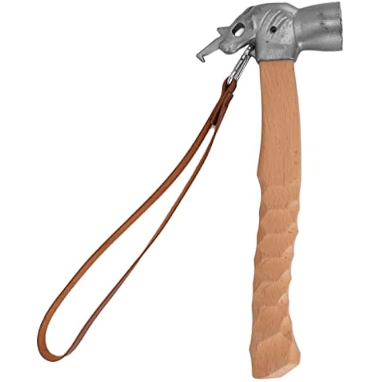 Hammer, Stainless Steel Beech Handle Strong Damping Hammer Core Hammers, Effortless Rhino Horn Hook Hard Framing Hammer, for Outdoor, Camping, Hiking