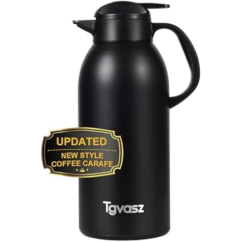 Thermal Coffee Carafe 102 oz / 3L - Up to 12 Hours Hot, Insulated Stainless Steel Carafe for Hot Liquids, Insulated Coffee Carafes For Keeping Hot for Parties -Large Tea Carafe Flask(black) Cover