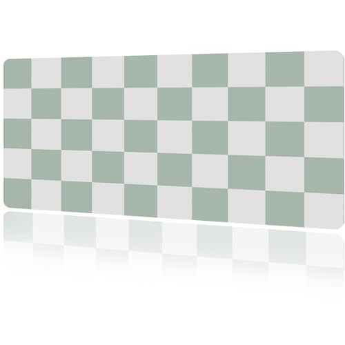 Tapis de bureau XXL haut de gamme esthétique au design damier minimaliste