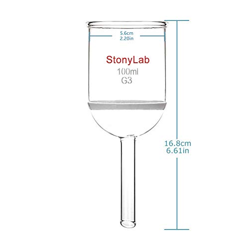 Stonylab Borosilicate Glass Buchner Filtering Funnel With Fine Frit(G3), 56Mm Inner-Diameter, 60Mm Depth (100Ml) #TOP2