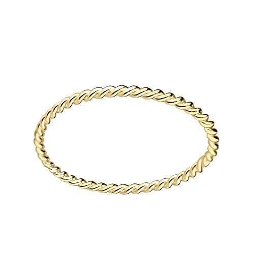 Melanie Golden Jewelry Braided Rope Stacking Ring | Elegant Twist 1mm Skinny Stackable Stack Ring Band in Silver, Gold, or Rose Gold | Comfort Fit USA Sizes 3-12