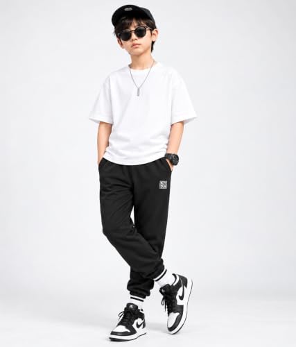 Image of KYDA Kids Boys Premium 100% Cotton Regular Fit Track Pants Soft Breathable Elastic Waist Casual Joggers Kids Playwear Everyday Comfort Wear-Pack of 2