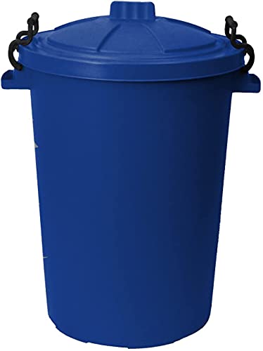 JMS we create smile 50L Plastic Bin/Waterproof/Rodent Proof for Outdoor/Animal Feed Food Storage with Locking Lid (Blue)