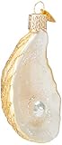 Old World Christmas Oyster with Pearl Glass Blown Ornament for Christmas Tree, Handcrafted Holiday Decoration, Seashell Collection