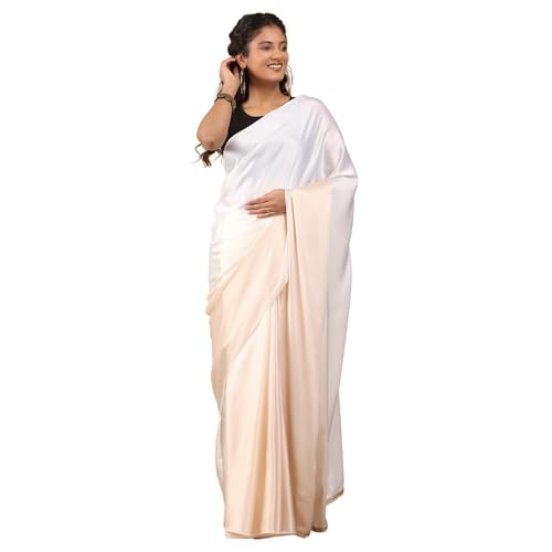 Image of Garden Vareli Lace Border Satin Saree with Unstitched Sequin Blouse Piece