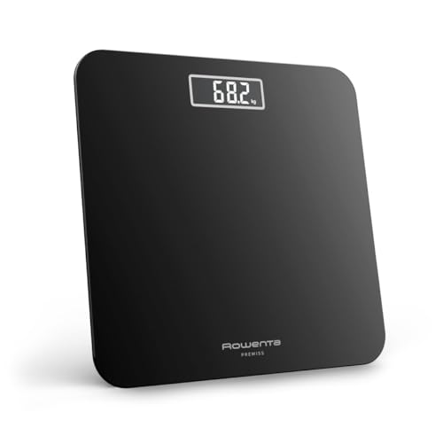 Rowenta Báscula de baño Premiss 2.0, pantalla LCD fácil de leer, capacidad de 160 kg, color negro, BS1800V0