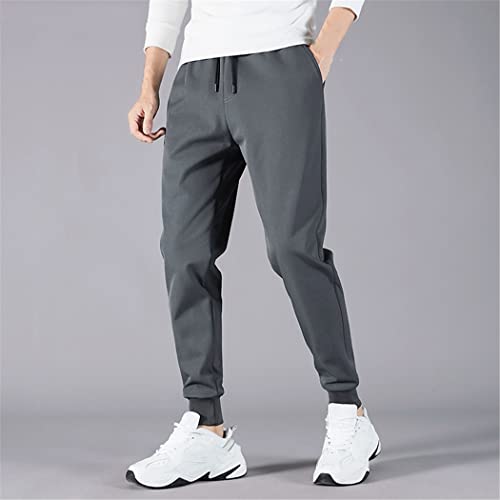 Pantalon de sport pour homme gris uni avec coupe mince et microélasticité - 2