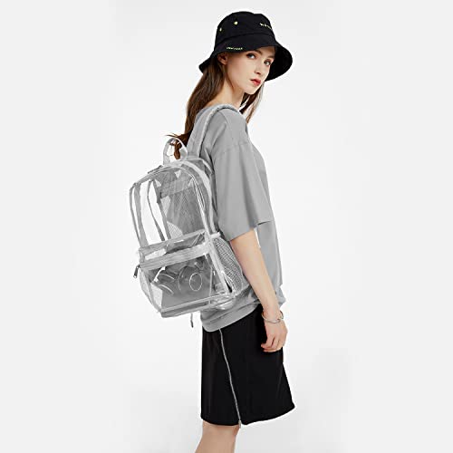 Abshoo Heavy Duty Clear Backpack School Approved Transparent Clear Bookbag For School (Grey) #TOP5