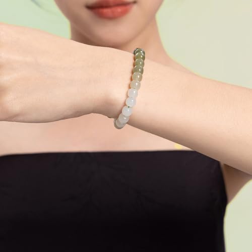 Green Jade Beaded Bracelet Green Bead Stretch Bracelets Natural Nephrite Beads Adjustable Dainty Jewelry for Women Her Anniversary Birthday4