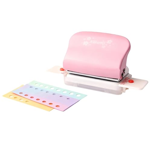 All Metal 6-Hole Punch Paper Hole Puncher with Positioning Mark 6-Sheet Capacity A5 A6 A7 6 Ring Punch Round Hole Punch for Diary Planner Personal Agenda Binder Refill Pages Bookbinding DIY