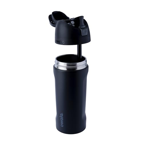 Image of Owala Kids FreeSip Insulated Stainless Steel Water Bottle with Straw for Sports, Travel, and School BPA-Free Sports Water Bottle, 16 oz, Very, Very Dark
