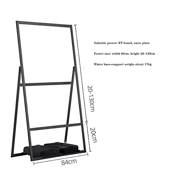 A-Frame Sidewalk Sign Menu Board 80 * 120cm,Heavy Duty Hoogte Verstelbaar 20-130cm Vloer Poster Display Stands,Bestrating Promotie Sign,Alleen een Frame zwart