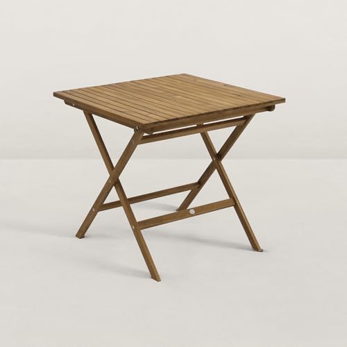 JJ. Table de Jardin en Bois Pliante 80 cm June - 2/4 pers. Plateau de 80 x 80 cm Idéal pour 2 à 4 Personnes Table idéale pour Un Balcon Bois Naturel Clair