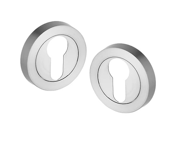 Golden Grace Euro Door Key Hole on Round Rose in Polished Chrome Finish, Escutcheon for Euro Cylinders