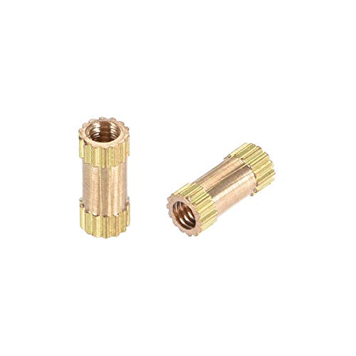 uxcell Knurled Insert Nuts, M2.5 x 8mm(L) x 3.5mm(OD) Female Thread Brass Embedment Assortment Kit, 30 Pcs
