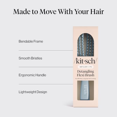 Kitsch Flexi Flow Detangler Brush, Hair Brushes For Women - Haze Blue | Detangling Brush for Women, Men & Kids, Detangling Brush for Curly Hair w/ Bendable Frame, Hair Brush for Wet or Dry Strands - image 3