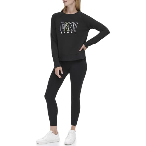 Image of DKNY Women's Multi Outline Logo Pullover Sweatshirt, Black Tulip, Small, Black Tulip, S