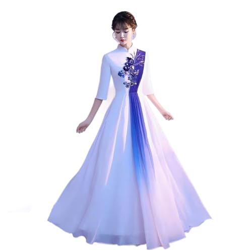 Robe soirée col mandarin blanche vêtement de fête et chorale