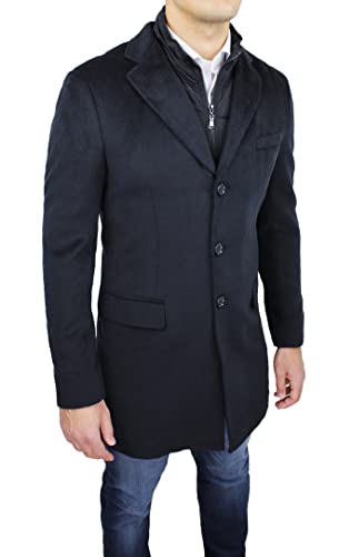 Abrigo de hombre sastre negro con chaleco interior Evoga