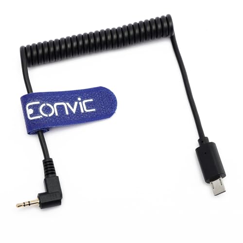 Eonvic Shutter Fernbedienung Spiralkabel 2,5 mm rechtwinklig auf S2 Stecker für Sony A6000/A6100/A6300/A6400/A6500/A6600/HX300HX350/HX400/RX0/RX10/RX0M2 Kamera