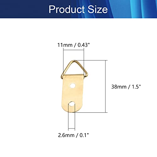 Image of Aicosineg 30Pcs Triangle Ring Picture Hangers Hardware Assortment Kit for Hanging Clock Paintings Picture Frame Home Decoration Artwork Creative Photo Hanging Solutions Golden Tone 1.49x0.43in