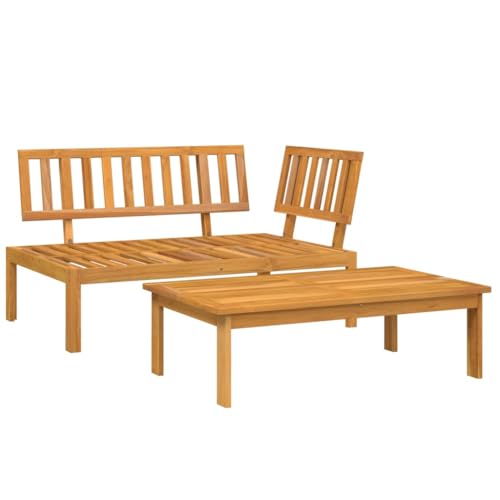 Image of 2-Piece Outdoor Sectional Pallet Sofa Anthracite Solid Acacia Wood 23.6 x 39.4 in Modular Patio Loveseat Set for Garden Balcony and Poolside