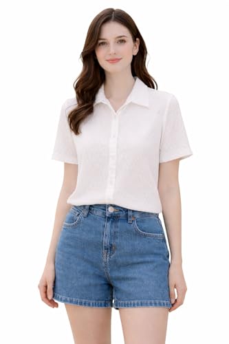 Image of Zilcon Bricks Womens Fashion Crop top for Woman Casual Short Sleeve Shirts for Woman | Women Fashion | Formal Shirts for Women