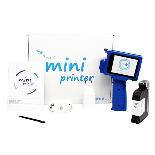 Image of Mini Handheld Thermal Inkjet Printer | Portable Batch Coding & Date Printing Machine with Touch Screen | Black Solvent Ink Cartridge for Packaging & Industrial Use